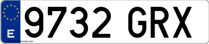 Ejemplo de matrícula de coche ordinaria 9732 GRX