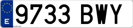 Ejemplo de matrícula de coche ordinaria 9733 BWY