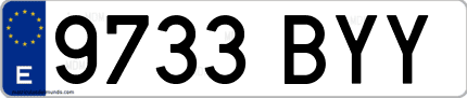 Ejemplo de matrícula de coche ordinaria 9733 BYY
