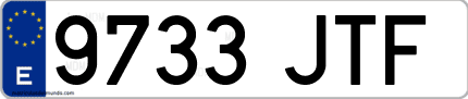 Ejemplo de matrícula de coche ordinaria 9733 JTF