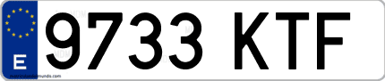 Ejemplo de matrícula de coche ordinaria 9733 KTF