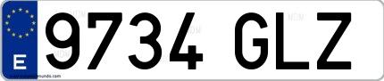 Ejemplo de matrícula española 9734 GLZ
