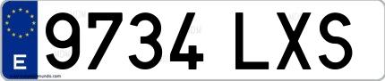 Ejemplo de matrícula española 9734 LXS