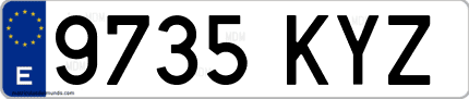 Ejemplo de matrícula de coche ordinaria 9735 KYZ