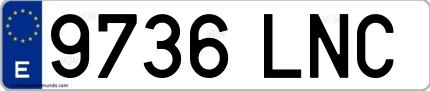Ejemplo de matrícula española 9736 LNC
