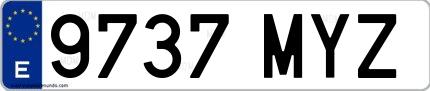 Ejemplo de matrícula española 9737 MYZ