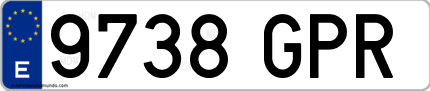 Ejemplo de matrícula de coche ordinaria 9738 GPR