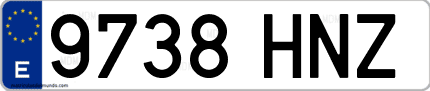 Ejemplo de matrícula de coche ordinaria 9738 HNZ