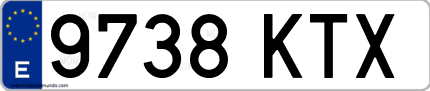 Ejemplo de matrícula de coche ordinaria 9738 KTX