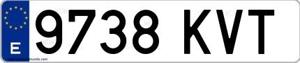 Ejemplo de matrícula española 9738 KVT