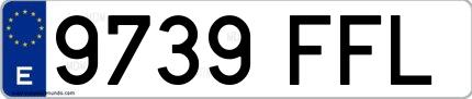 Ejemplo de matrícula de coche ordinaria 9739 FFL