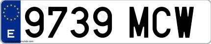 Ejemplo de matrícula española 9739 MCW