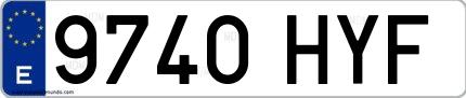 Ejemplo de matrícula española 9740 HYF