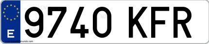 Ejemplo de matrícula española 9740 KFR