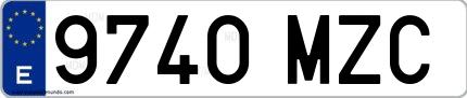 Ejemplo de matrícula española 9740 MZC