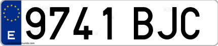 Ejemplo de matrícula de coche ordinaria 9741 BJC