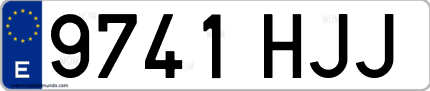 Ejemplo de matrícula de coche ordinaria 9741 HJJ