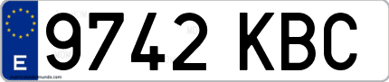 Ejemplo de matrícula de coche ordinaria 9742 KBC