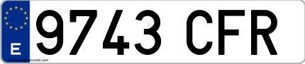 Ejemplo de matrícula española 9743 CFR