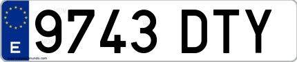 Ejemplo de matrícula española 9743 DTY