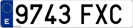 Ejemplo de matrícula de coche ordinaria 9743 FXC