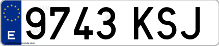 Ejemplo de matrícula de coche ordinaria 9743 KSJ