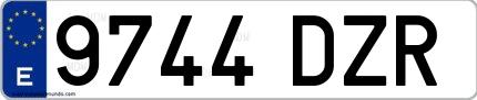 Ejemplo de matrícula española 9744 DZR