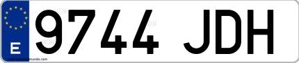 Ejemplo de matrícula española 9744 JDH