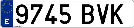 Ejemplo de matrícula española 9745 BVK