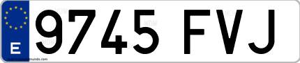 Ejemplo de matrícula de coche ordinaria 9745 FVJ