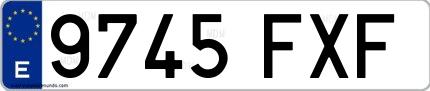 Ejemplo de matrícula española 9745 FXF