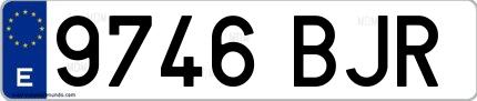 Ejemplo de matrícula española 9746 BJR