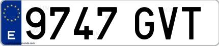 Ejemplo de matrícula española 9747 GVT