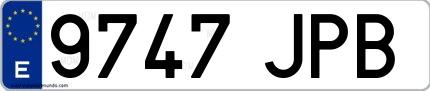 Ejemplo de matrícula española 9747 JPB