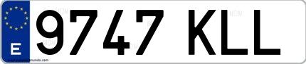 Ejemplo de matrícula española 9747 KLL