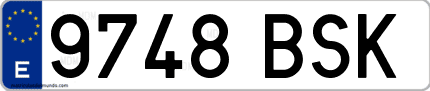 Ejemplo de matrícula de coche ordinaria 9748 BSK