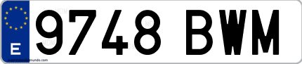 Ejemplo de matrícula de coche ordinaria 9748 BWM