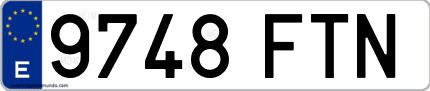 Ejemplo de matrícula de coche ordinaria 9748 FTN