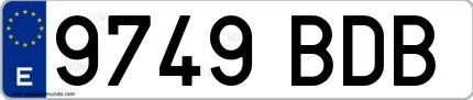 Ejemplo de matrícula española 9749 BDB