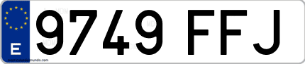 Ejemplo de matrícula de coche ordinaria 9749 FFJ