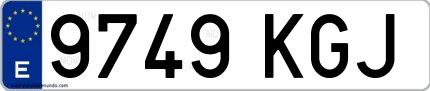 Ejemplo de matrícula española 9749 KGJ