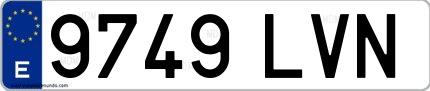 Ejemplo de matrícula española 9749 LVN