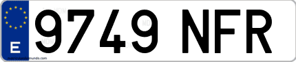 Ejemplo de matrícula de coche ordinaria 9749 NFR