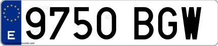 Ejemplo de matrícula española 9750 BGW