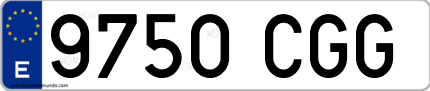 Ejemplo de matrícula de coche ordinaria 9750 CGG