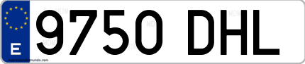 Ejemplo de matrícula de coche ordinaria 9750 DHL