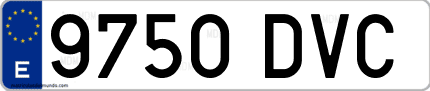 Ejemplo de matrícula de coche ordinaria 9750 DVC