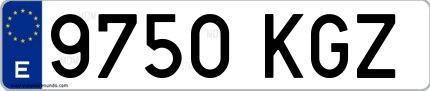 Ejemplo de matrícula española 9750 KGZ
