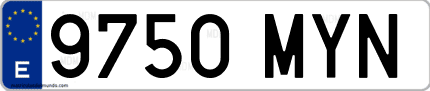 Ejemplo de matrícula de coche ordinaria 9750 MYN