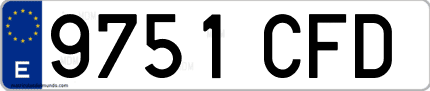 Ejemplo de matrícula de coche ordinaria 9751 CFD